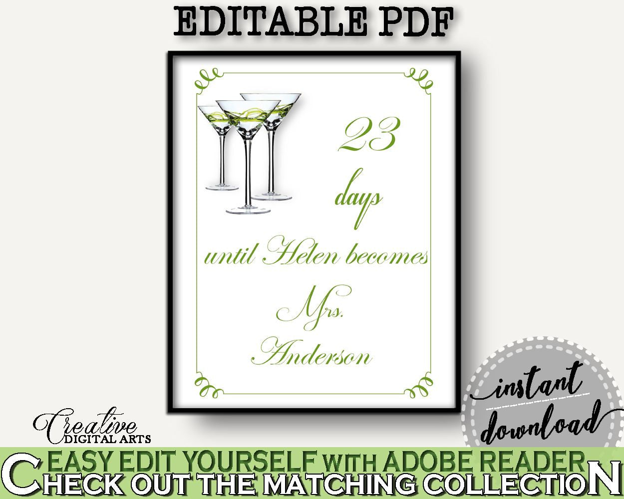 Days Until Becomes Bridal Shower Days Until Becomes Modern Martini Bridal Shower Days Until Becomes Bridal Shower Modern Martini Days ARTAN - Digital Product