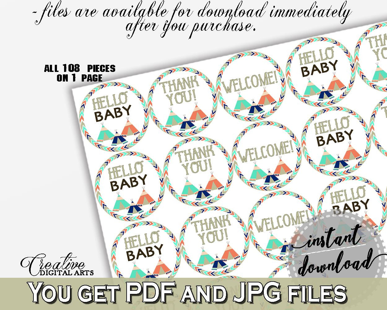 Hershey Kisses Baby Shower Hershey Kisses Tribal Teepee Baby Shower Hershey Kisses Baby Shower Tribal Teepee Hershey Kisses Green Navy KS6AW - Digital Product