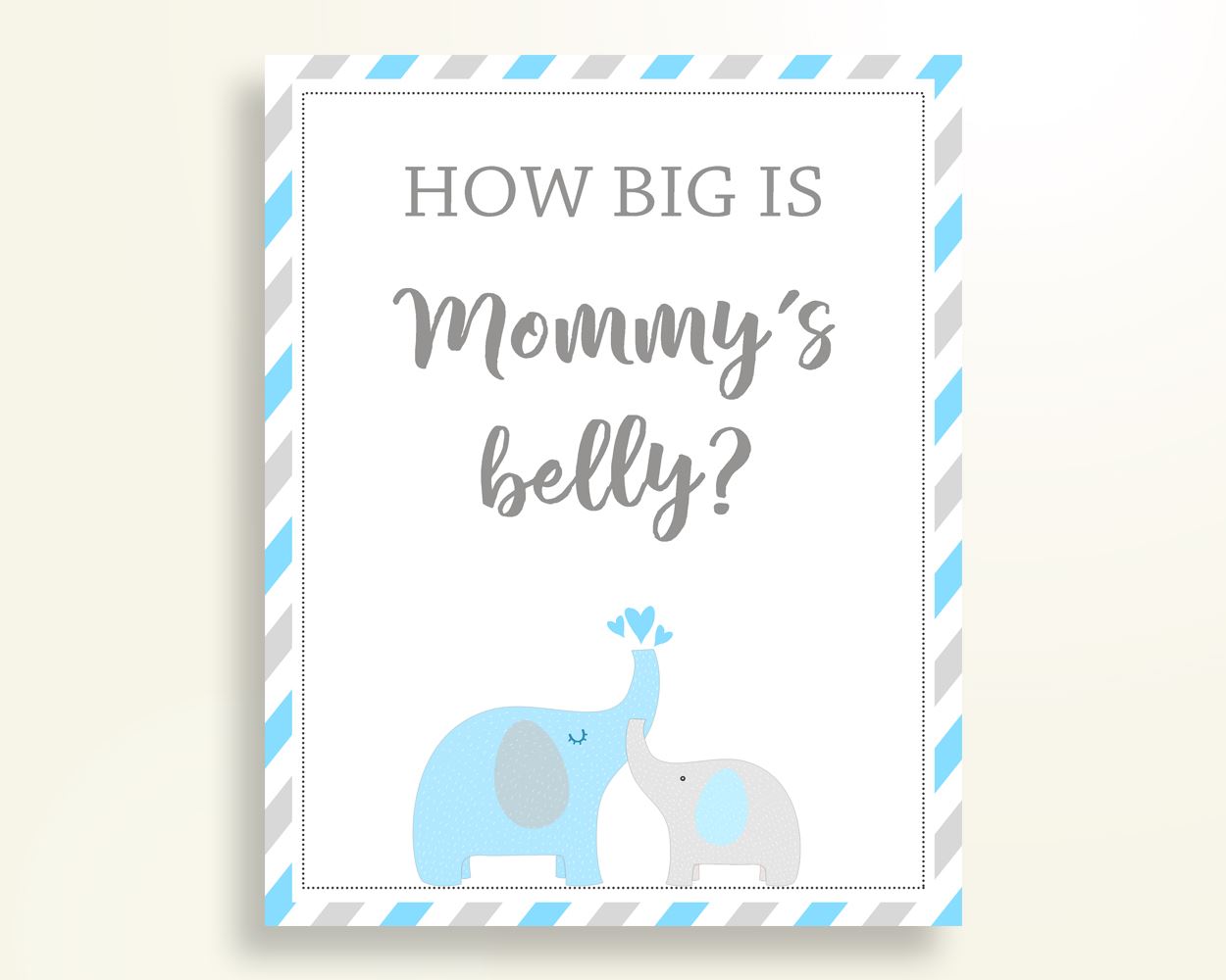 Mommy's Belly Baby Shower Mommy's Belly Elephant Baby Shower Mommy's Belly Blue Gray Baby Shower Elephant Mommy's Belly pdf jpg party C0U64 - Digital Product