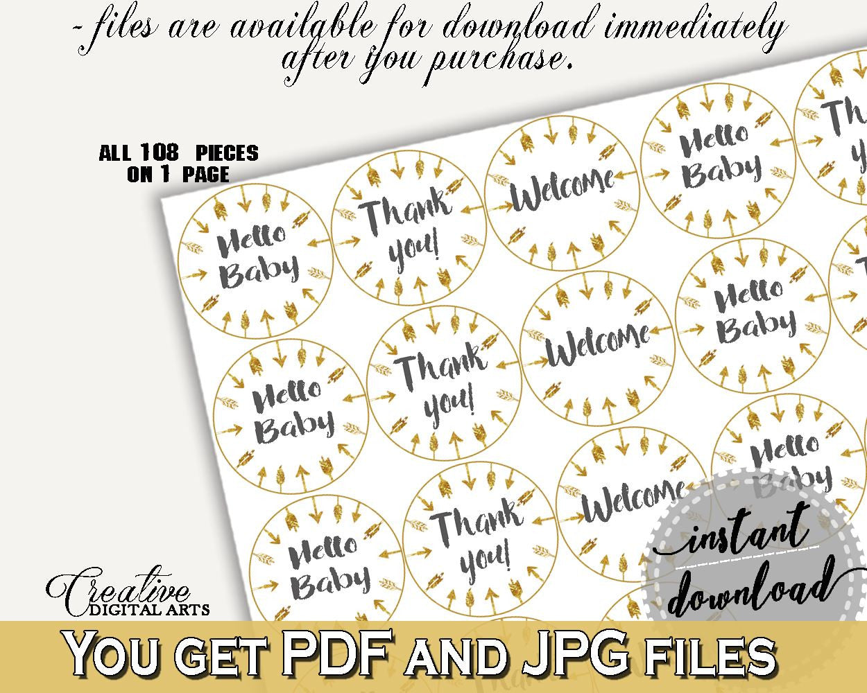 Hershey Kisses Baby Shower Hershey Kisses Gold Arrows Baby Shower Hershey Kisses Baby Shower Gold Arrows Hershey Kisses Gold White I60OO - Digital Product