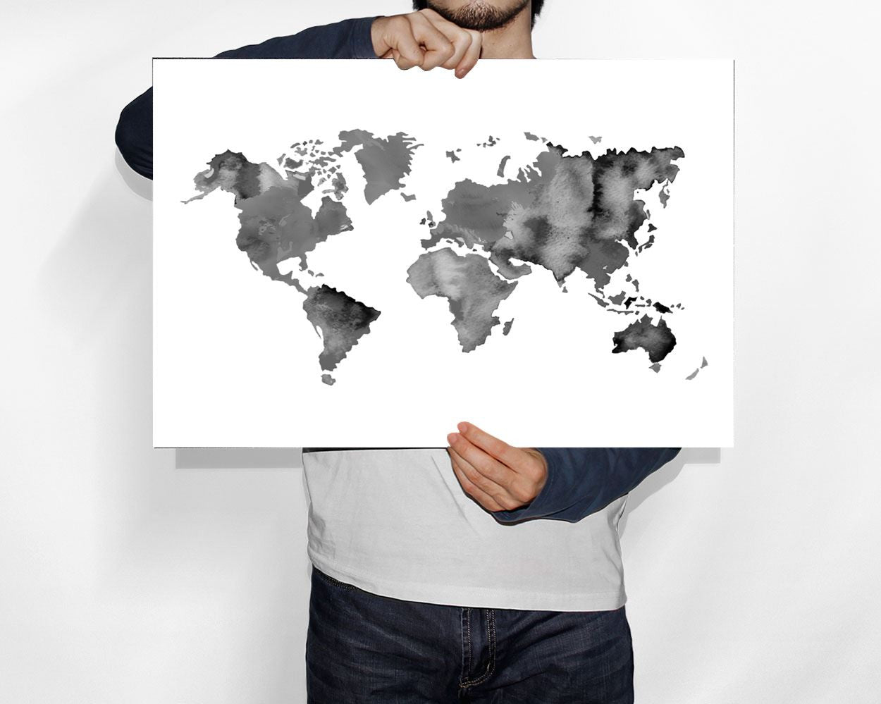 World Map Prints Wall Art World Map Digital Download World Map Instant Download World Map Frame And Canvas Available black white - Digital Download