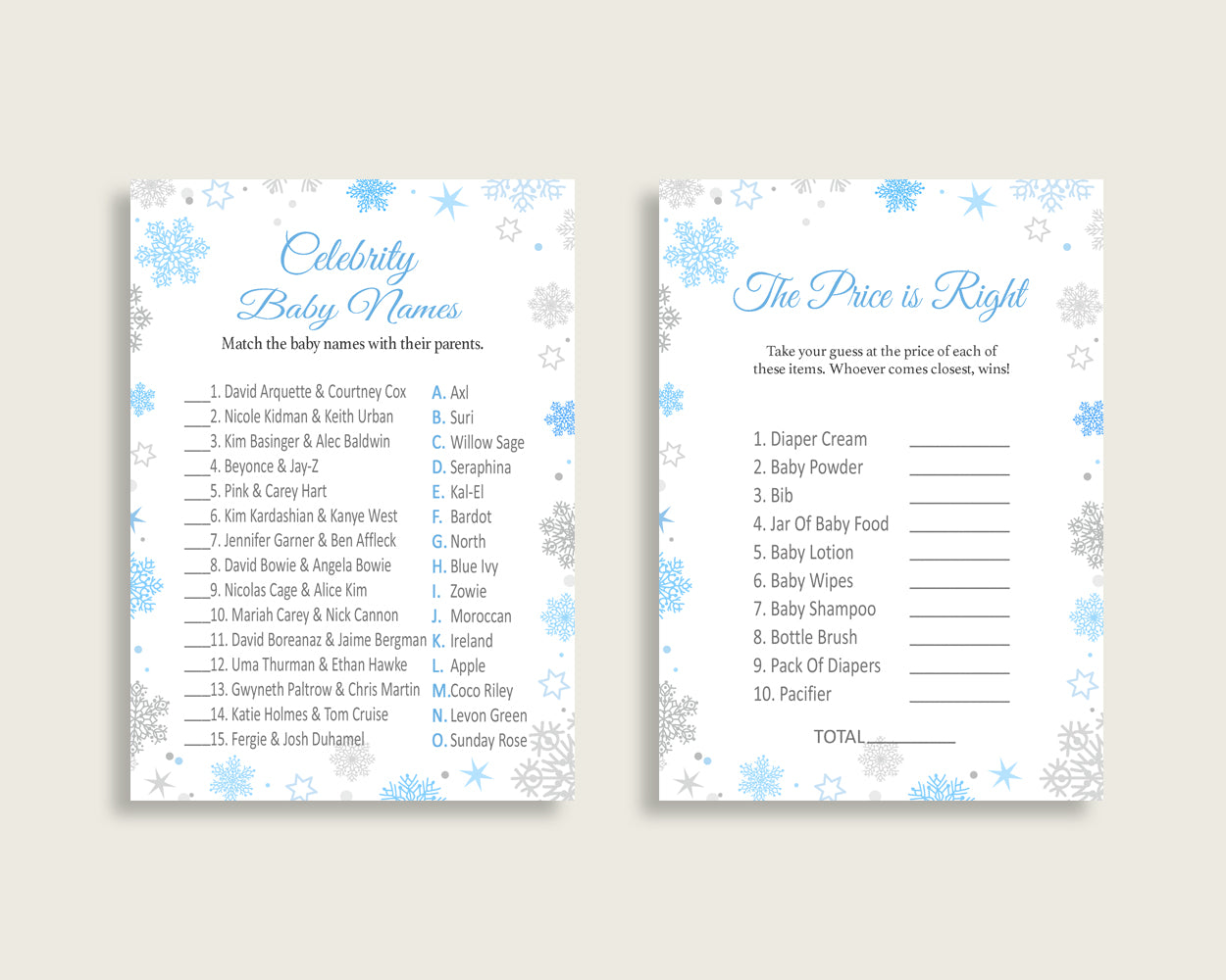 Games Baby Shower Games Snowflake Baby Shower Games Blue Gray Baby Shower Snowflake Games customizable files pdf jpg party ideas NL77H