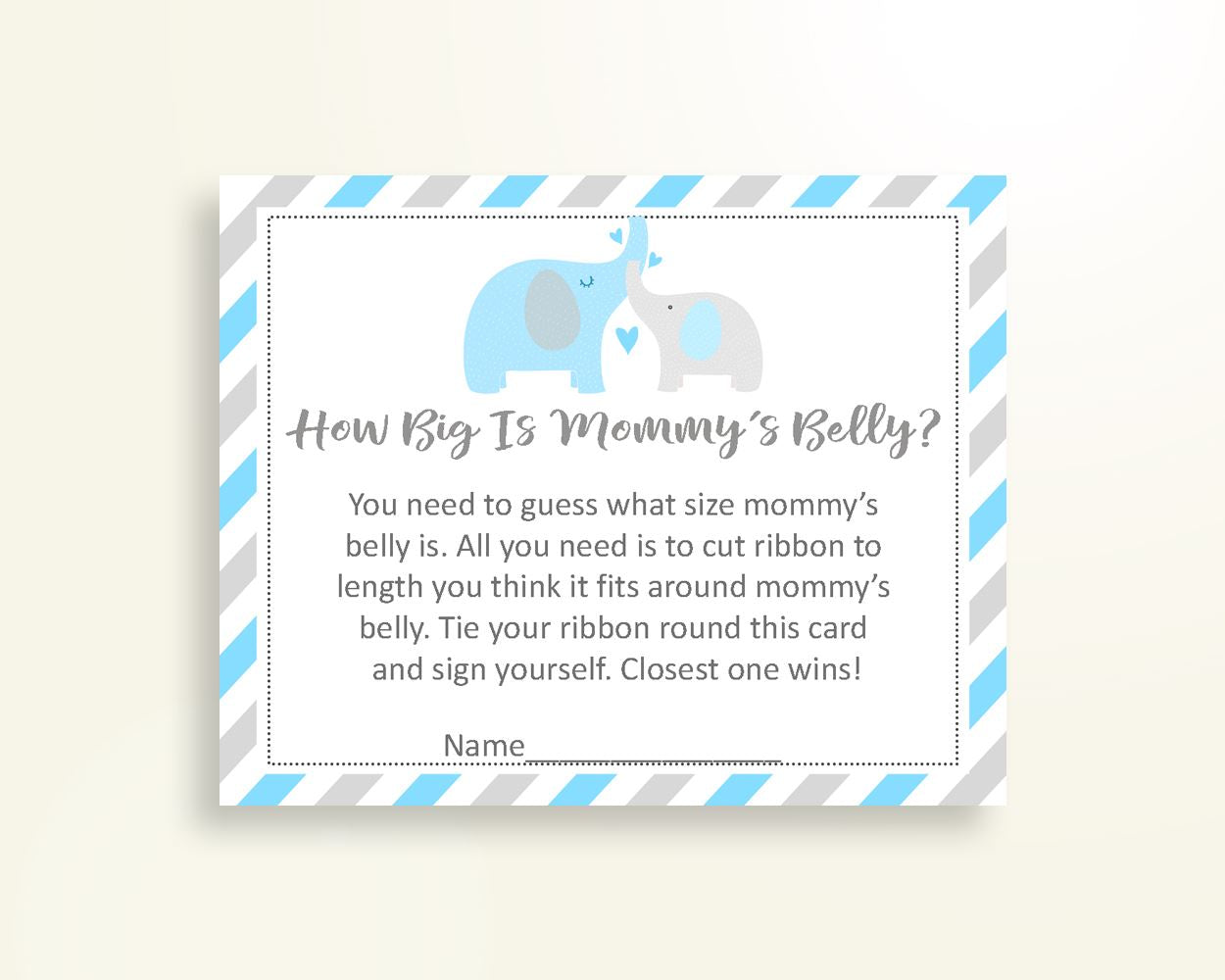 Mommy's Belly Baby Shower Mommy's Belly Elephant Baby Shower Mommy's Belly Blue Gray Baby Shower Elephant Mommy's Belly pdf jpg party C0U64 - Digital Product