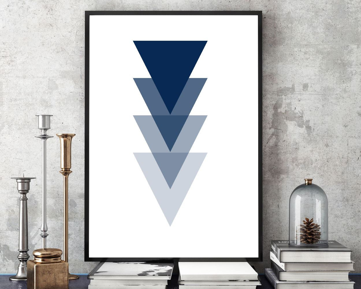 Wall Art Triangle Digital Print Triangle Poster Art Triangle Wall Art Print Triangle Wall Decor Triangle blue geometric geometric print - Digital Download