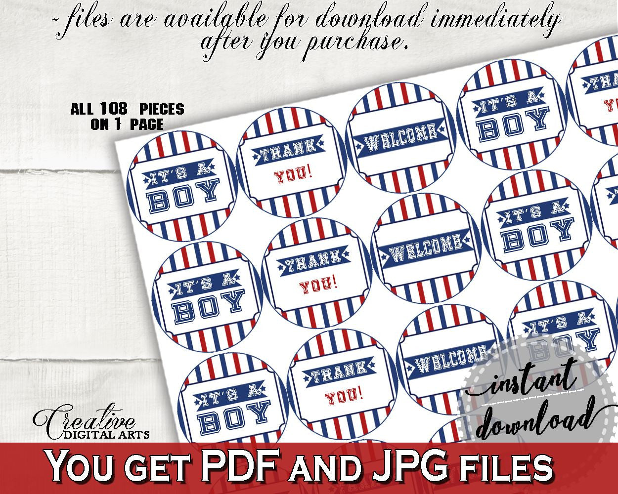 Hershey Kisses Baby Shower Hershey Kisses Baseball Baby Shower Hershey Kisses Baby Shower Baseball Hershey Kisses Blue Red printable YKN4H - Digital Product