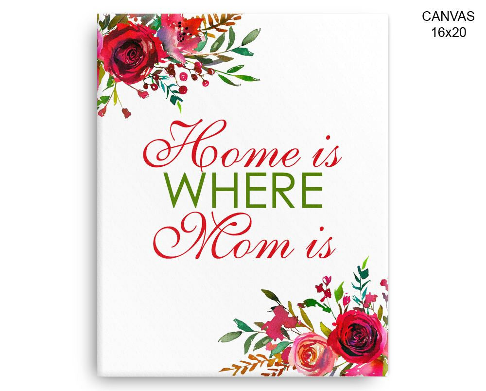 Home Is Where Mom Is Print, Beautiful Wall Art with Frame and Canvas options available Decor