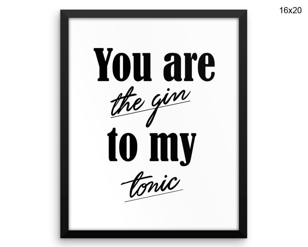 Gin Tonic Print, Beautiful Wall Art with Frame and Canvas options available Decor