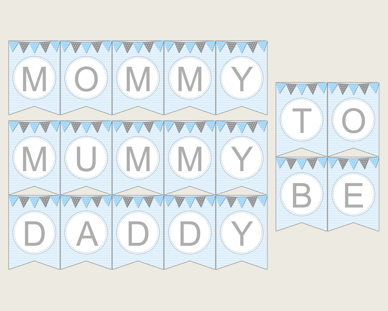 Elephant Baby Shower Chair Banner Printable, Blue Grey Chair Banner, Boy Shower, Mama To Be, Mommy, Dad Mom To Be, Instant Download, ebl02