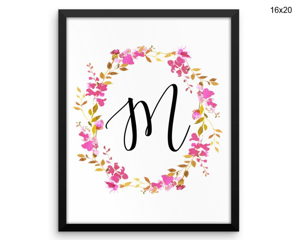 M Initial Print, Beautiful Wall Art with Frame and Canvas options available Letters Decor