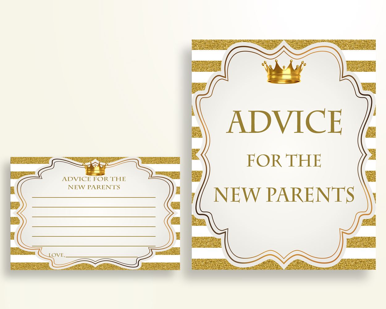 Advice Cards Baby Shower Advice Cards Royal Baby Shower Advice Cards Gold White Baby Shower Gold Advice Cards paper supplies prints Y9MQF - Digital Product