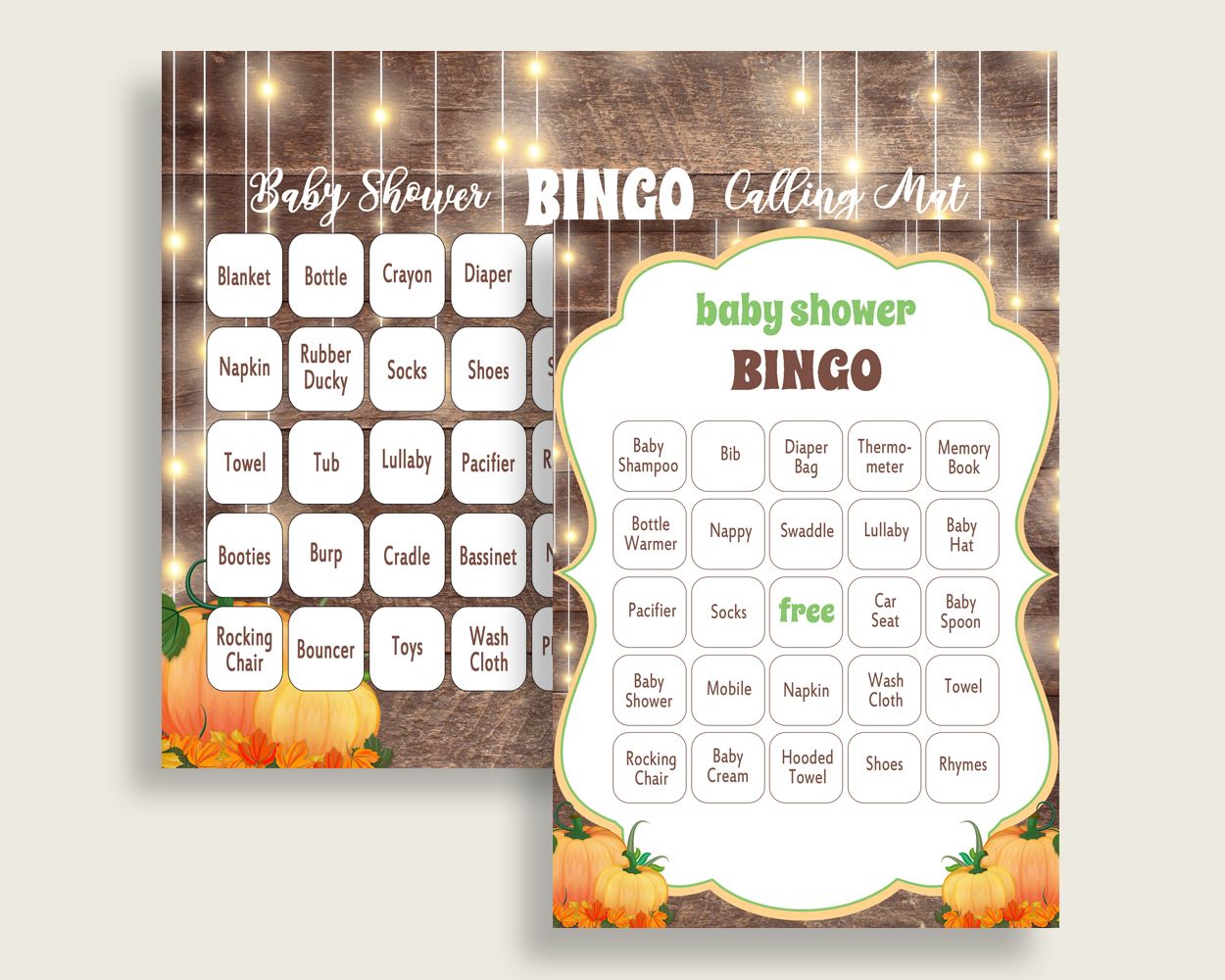 Bingo Baby Shower Bingo Autumn Baby Shower Bingo Baby Shower Autumn Bingo Brown Orange printable files party theme party planning 0QDR3 - Digital Product