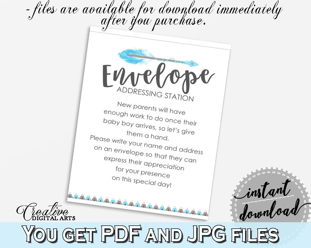 Envelope Addressing Baby Shower Envelope Addressing Aztec Baby Shower Envelope Addressing Blue White Baby Shower Aztec Envelope QAQ18 - Digital Product