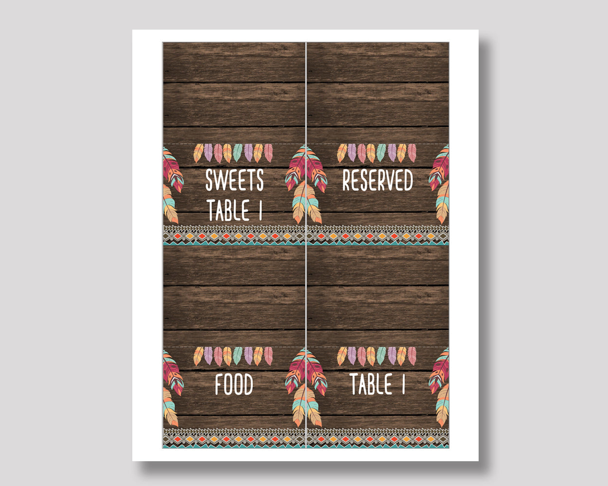 Wild One Birthday Party Food Tent, Brown Green Event Tent Cards, Feathers Food Table Labels, Party Foldable Food Tent Boy Girl, LQES5