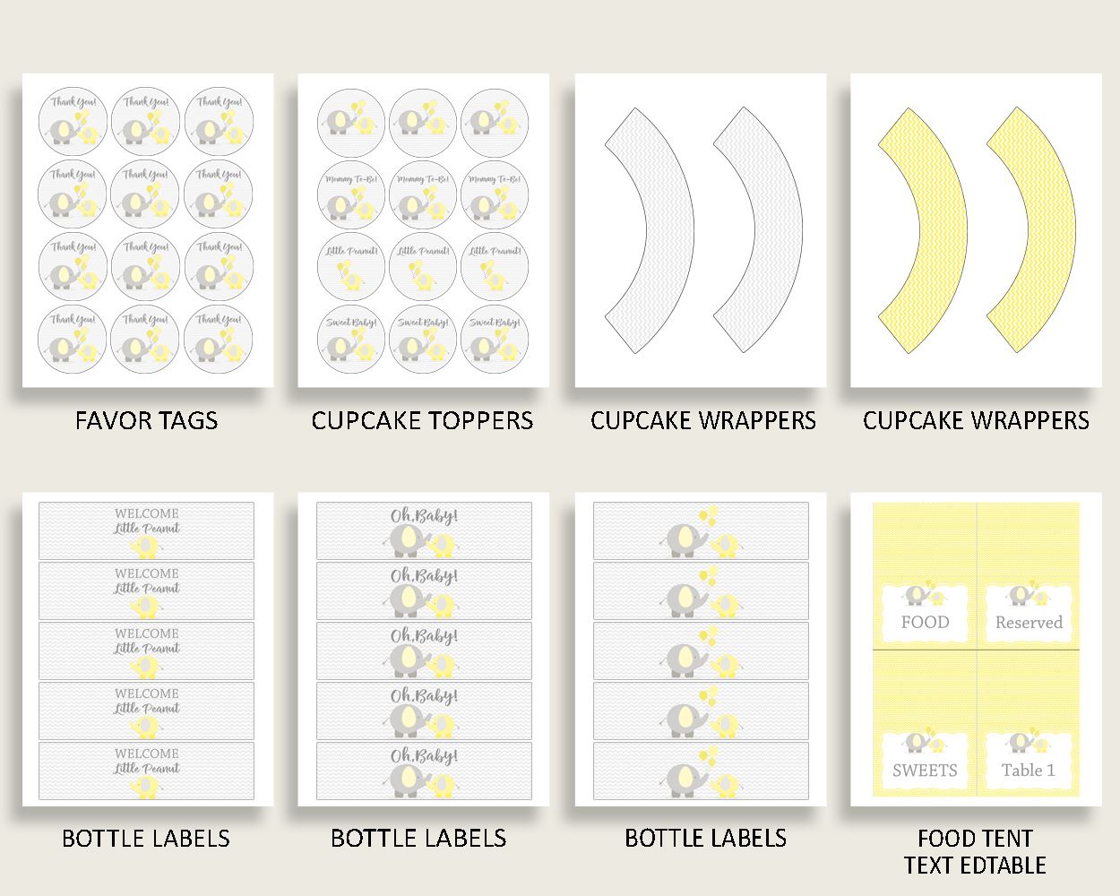 Decorations Baby Shower Decorations Yellow Baby Shower Decorations Baby Shower Elephant Decorations Yellow Gray party decorations W6ZPZ