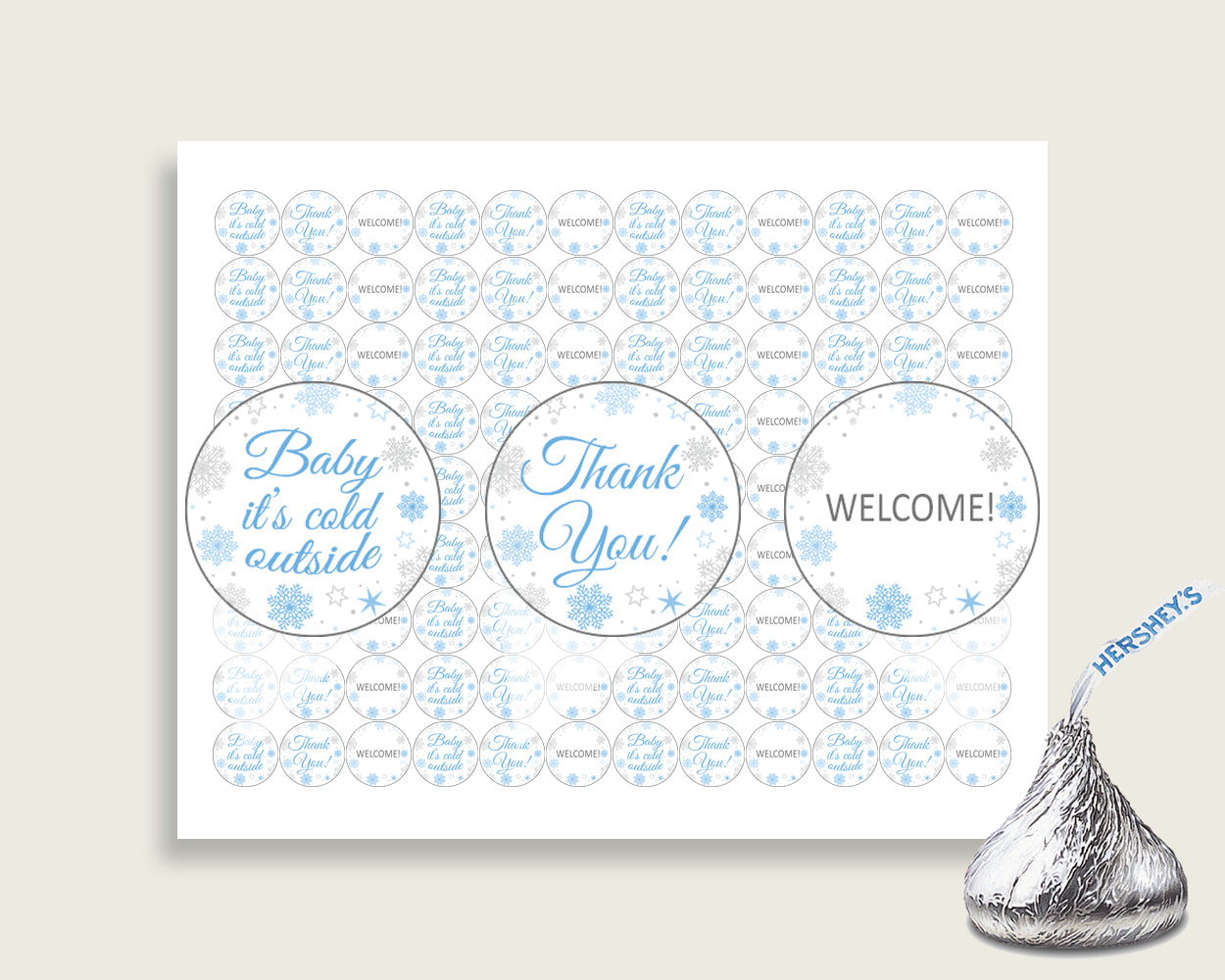Hershey Kisses Baby Shower Hershey Kisses Snowflake Baby Shower Hershey Kisses Blue Gray Baby Shower Snowflake Hershey Kisses prints NL77H