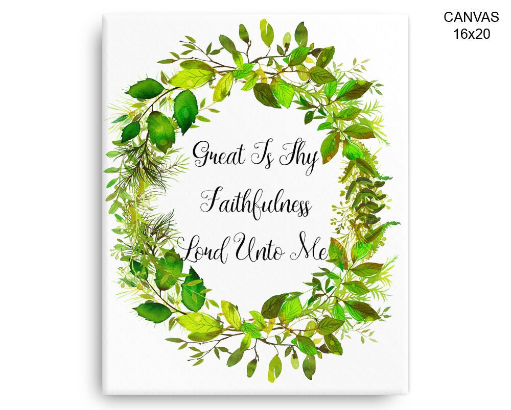 Faithfulness Print, Beautiful Wall Art with Frame and Canvas options available Floral Wreath Decor