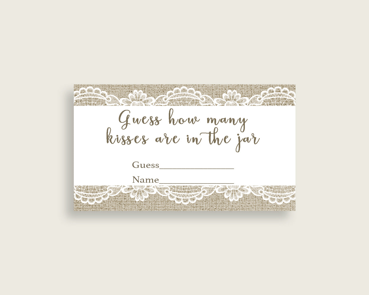 Kisses Guessing Game Bridal Shower Kisses Guessing Game Burlap And Lace Bridal Shower Kisses Guessing Game Bridal Shower Burlap And NR0BX