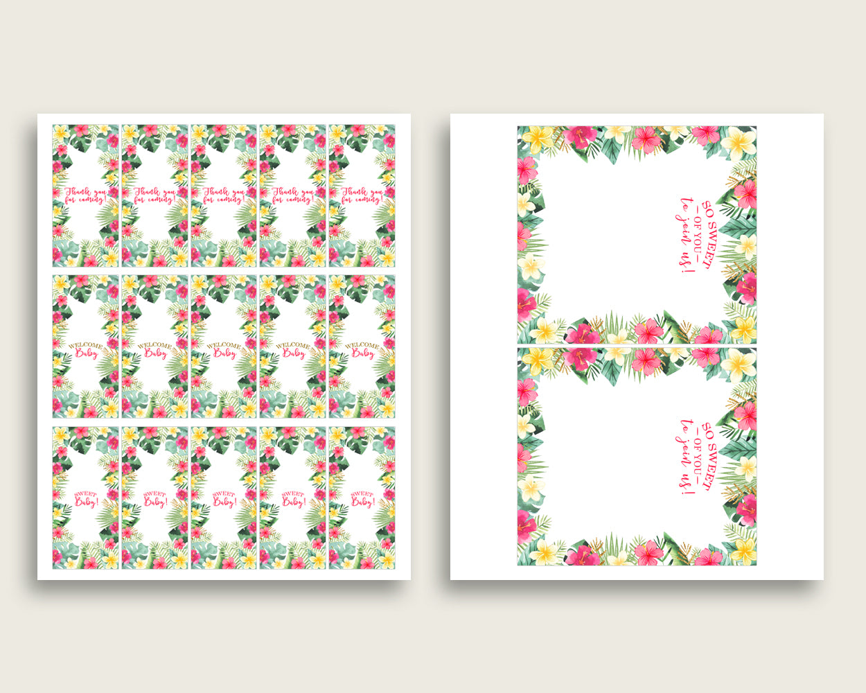 Hawaiian Hershey Candy Bar Wrapper Printable, Pink Green Chocolate Bar Wrappers, Girl Shower Candy Labels, Instant Download, 955MG
