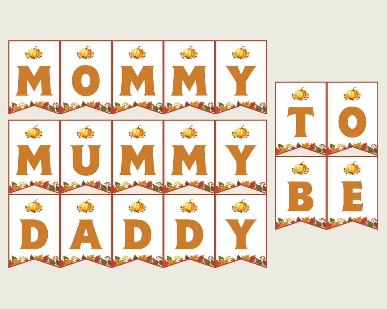 Chair Banner Baby Shower Chair Banner Fall Baby Shower Chair Banner Baby Shower Pumpkin Chair Banner Orange Brown party plan prints BPK3D - Digital Product