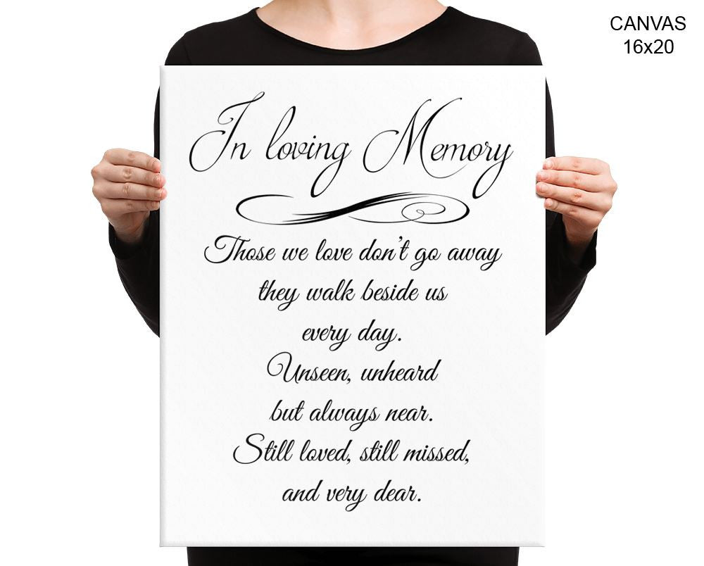 Memorial Remembering Print, Beautiful Wall Art with Frame and Canvas options available Decor
