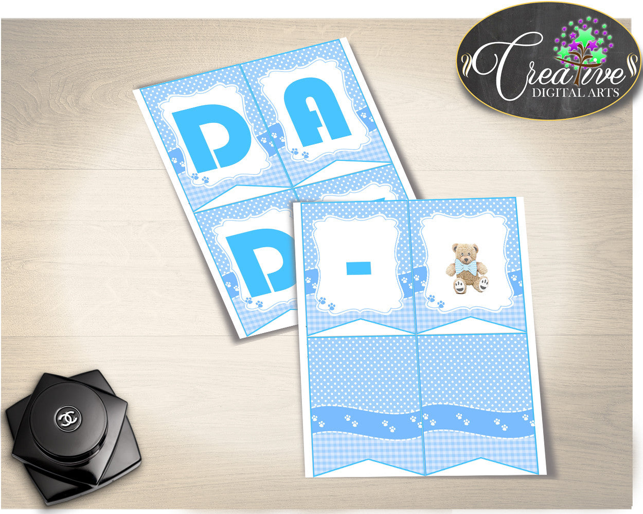 Teddy Bear Baby shower CHAIR BANNER printable, boy baby shower blue, mama to be, mom to be, digital, jpg pdf, instant download - tb001