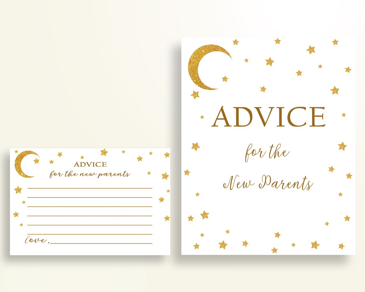 Advice Cards Baby Shower Advice Cards Stars Baby Shower Advice Cards Baby Shower Stars Advice Cards Gold White party decor pdf jpg RKA6V - Digital Product