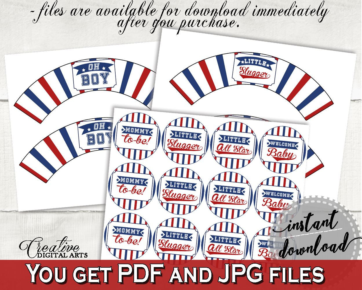 Cupcake Toppers And Wrappers Baby Shower Cupcake Toppers And Wrappers Baseball Baby Shower Cupcake Toppers And Wrappers Baby Shower YKN4H - Digital Product