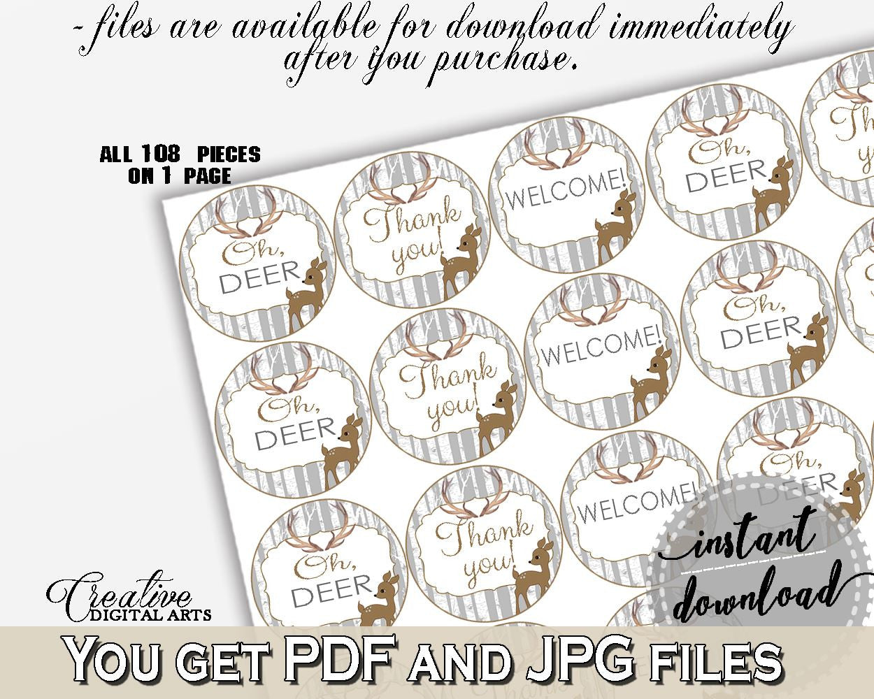 Hershey Kisses Baby Shower Hershey Kisses Deer Baby Shower Hershey Kisses Baby Shower Deer Hershey Kisses Gray Brown printables, party Z20R3 - Digital Product