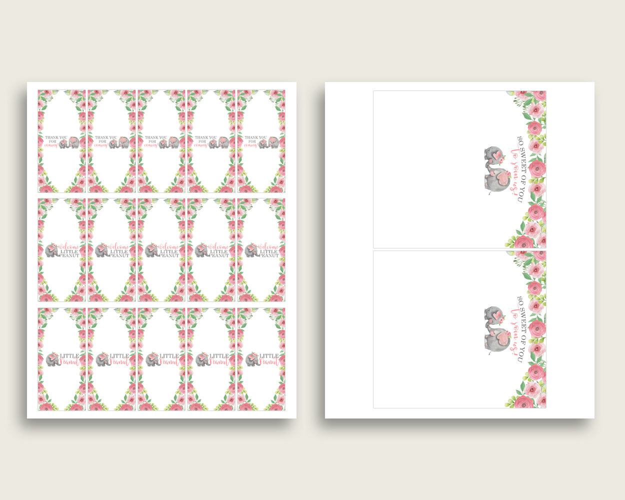 Pink Elephant Hershey Candy Bar Wrapper Printable, Pink Grey Chocolate Bar Wrappers, Girl Shower Candy Labels, Instant Download, ep001