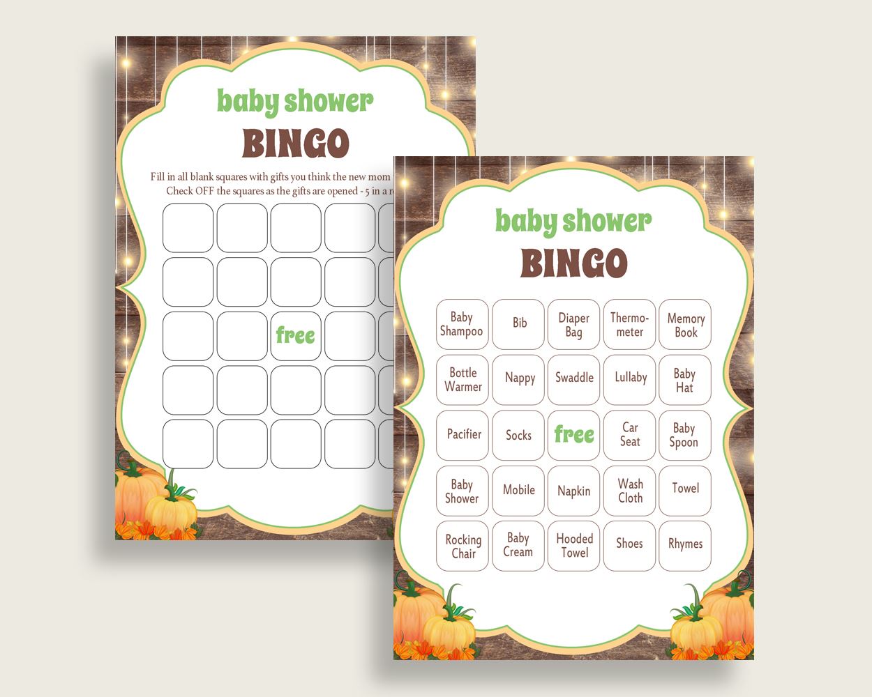 Bingo Baby Shower Bingo Autumn Baby Shower Bingo Baby Shower Autumn Bingo Brown Orange printable files party theme party planning 0QDR3 - Digital Product