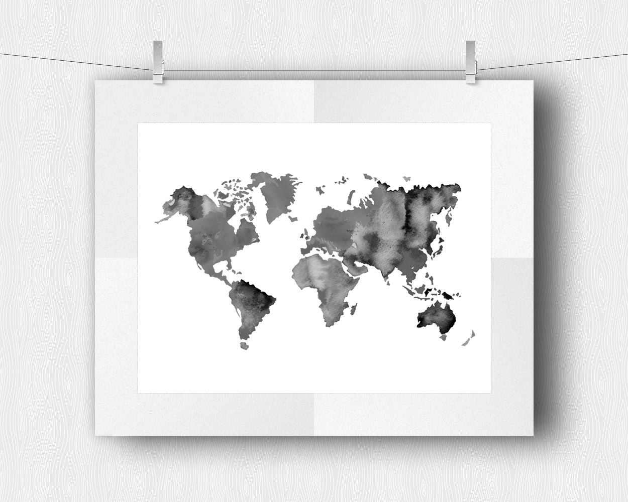 World Map Prints Wall Art World Map Digital Download World Map Instant Download World Map Frame And Canvas Available black white - Digital Download