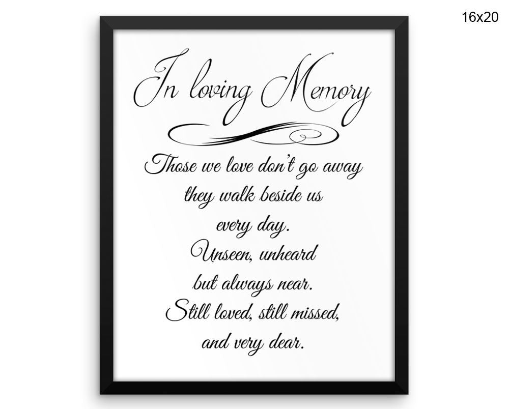 Memorial Remembering Print, Beautiful Wall Art with Frame and Canvas options available Decor