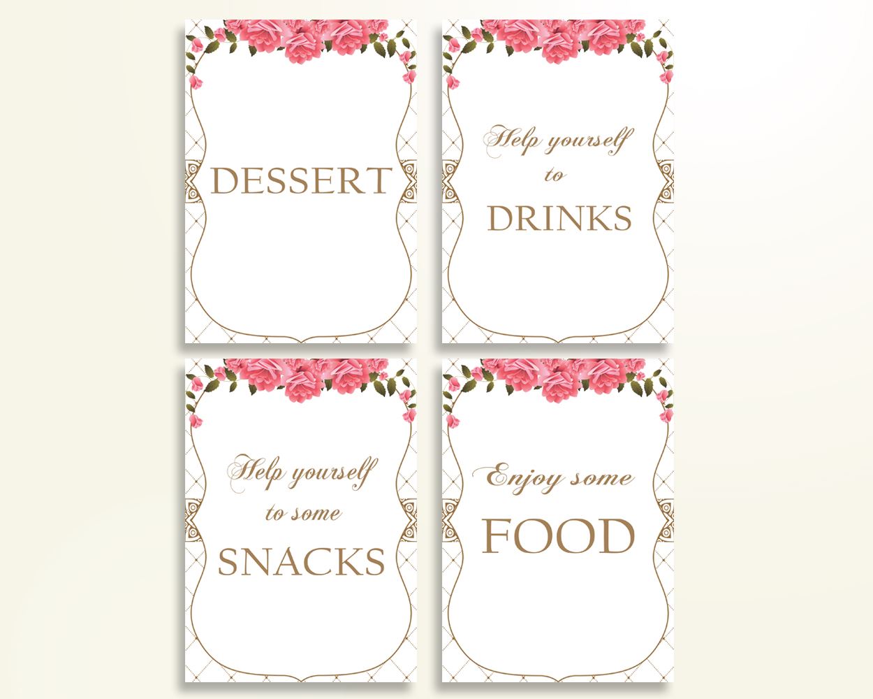 Table Signs Baby Shower Table Signs Roses Baby Shower Table Signs Baby Shower Roses Table Signs Pink White party organising prints U3FPX - Digital Product