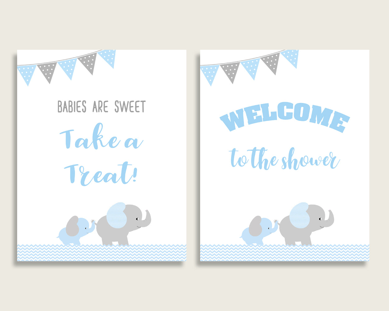 Elephant Baby Shower Boy Table Signs Printable, Blue Grey Party Table Decor, Favors, Food, Drink, Treat, Guest Book, Instant Download, ebl02