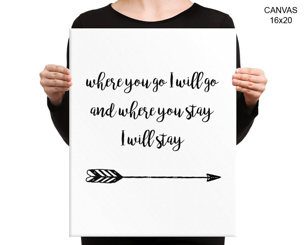 Ruth Quote Print, Beautiful Wall Art with Frame and Canvas options available Faith Decor