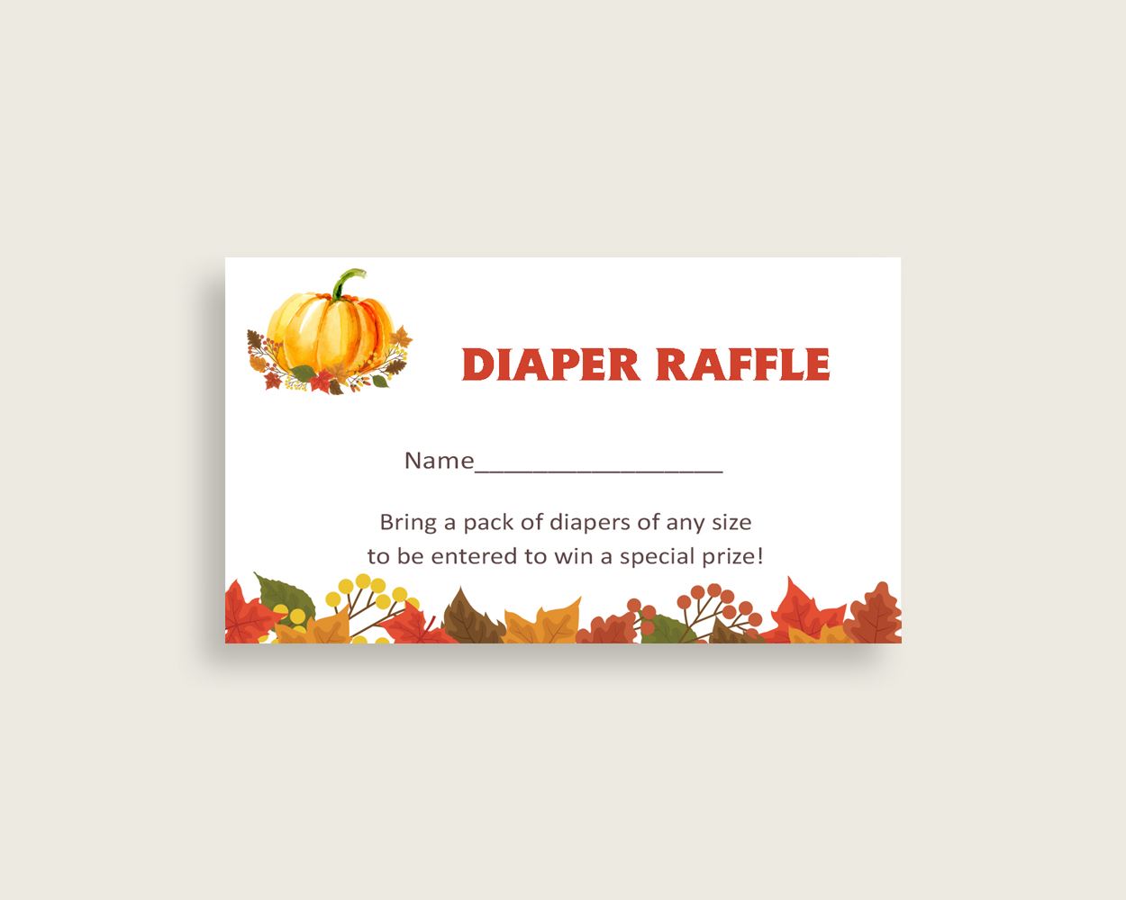 Diaper Raffle Baby Shower Diaper Raffle Fall Baby Shower Diaper Raffle Baby Shower Pumpkin Diaper Raffle Orange Brown party ideas BPK3D - Digital Product