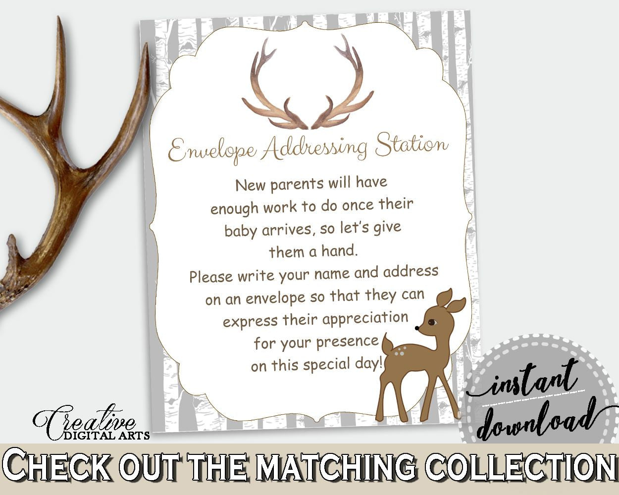 Envelope Addressing Baby Shower Envelope Addressing Deer Baby Shower Envelope Addressing Baby Shower Deer Envelope Addressing Gray Z20R3 - Digital Product