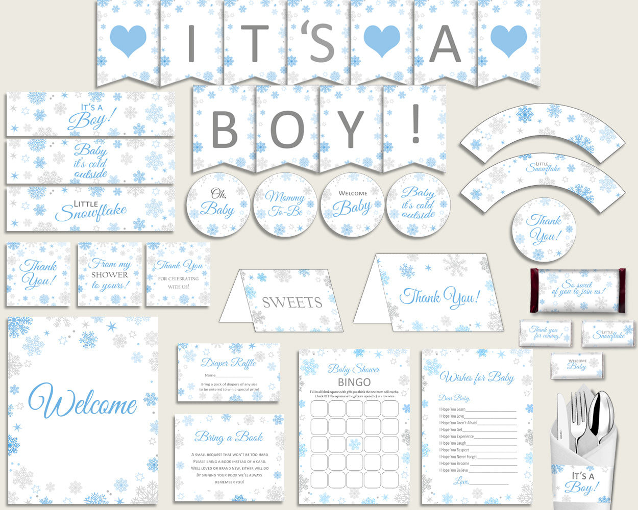 Decorations Baby Shower Decorations Snowflake Baby Shower Decorations Blue Gray Baby Shower Snowflake Decorations pdf jpg printable NL77H