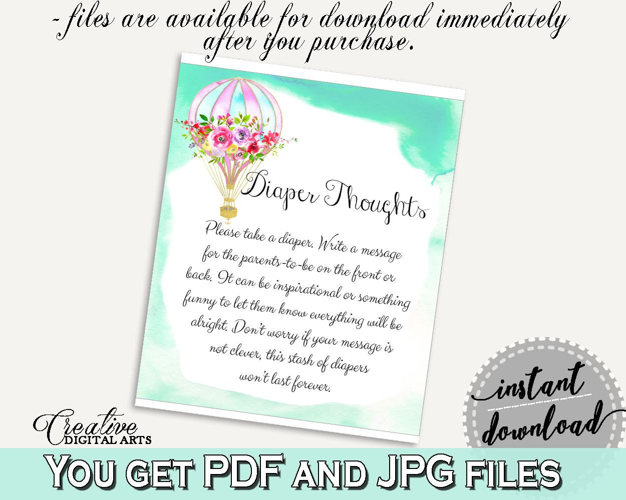 Diaper Thoughts Baby Shower Diaper Thoughts Hot Air Balloon Baby Shower Diaper Thoughts Baby Shower Hot Air Balloon Diaper Thoughts CSXIS - Digital Product
