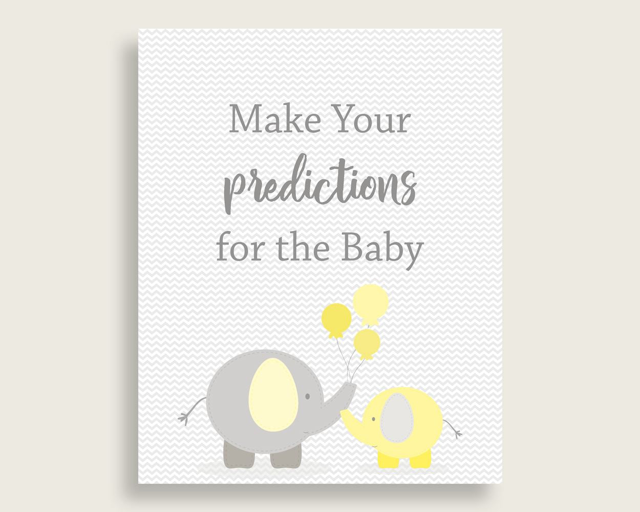 Baby Predictions Baby Shower Baby Predictions Yellow Baby Shower Baby Predictions Baby Shower Elephant Baby Predictions Yellow Gray W6ZPZ