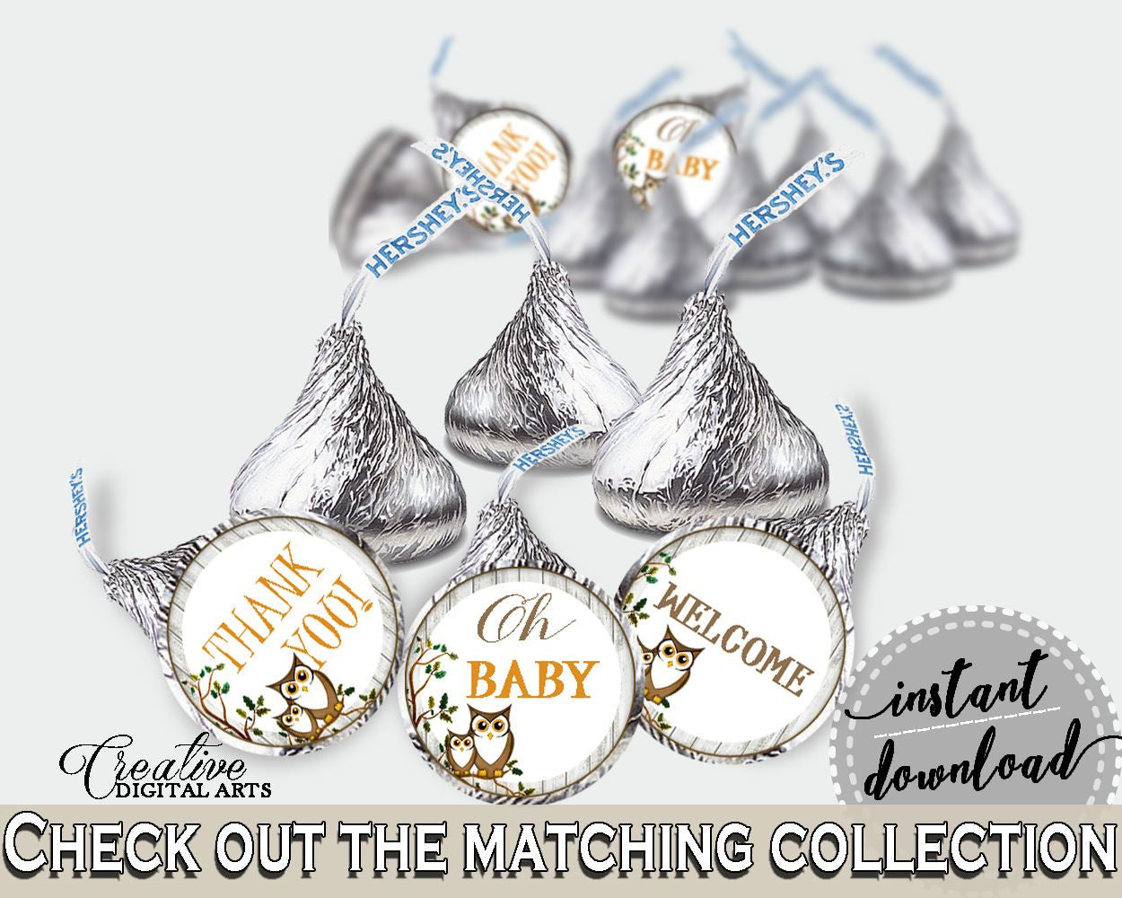 Hershey Kisses Baby Shower Hershey Kisses Owl Baby Shower Hershey Kisses Baby Shower Owl Hershey Kisses Gray Brown party stuff 9PUAC - Digital Product