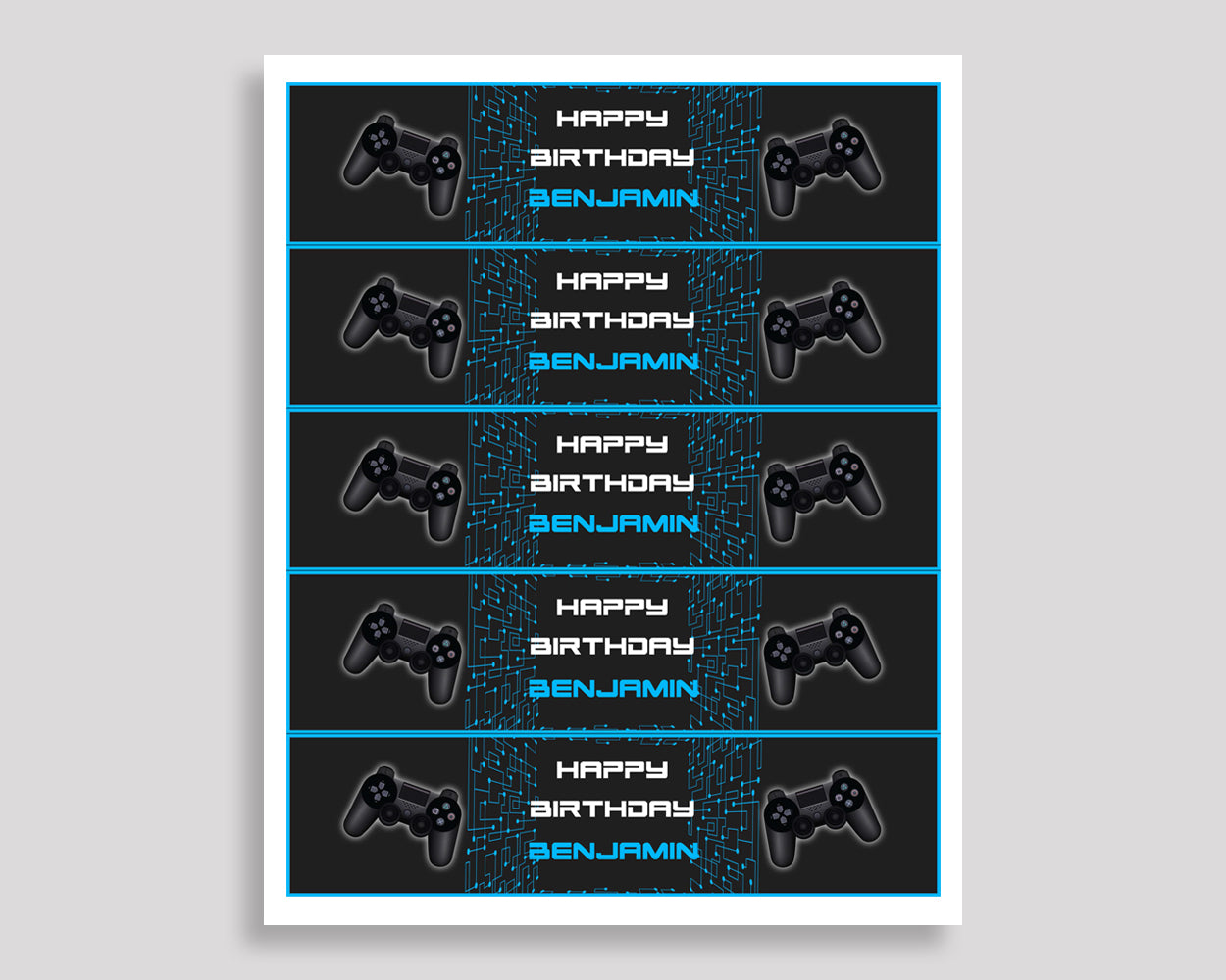 Printable Video Game Water Bottle Labels Video Game Bottle Wraps Black Blue Birthday Bottle Labels Video Game Editable Labels Boy 5IAY6