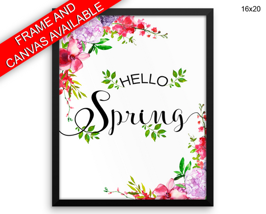 Hello Spring Print, Beautiful Wall Art with Frame and Canvas options available Spring Decor