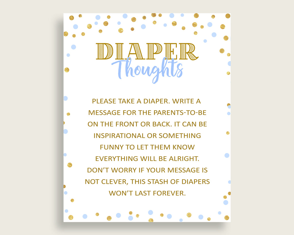 Diaper Thoughts Baby Shower Diaper Thoughts Confetti Baby Shower Diaper Thoughts Blue Gold Baby Shower Confetti Diaper Thoughts cb001