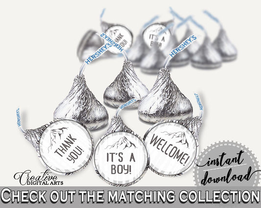 Hershey Kisses Baby Shower Hershey Kisses Adventure Mountain Baby Shower Hershey Kisses Gray White Baby Shower Adventure Mountain S67CJ - Digital Product