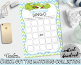 Baby Shower printable BINGO GIFT cards game with green alligator and blue color theme, Jpg Pdf, instant download - ap002