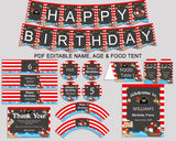 Birthday Pirate Party Decor Pirate Editable Package Red Black Birthday Decoration Pirate Birthday Kit Boy INGIO