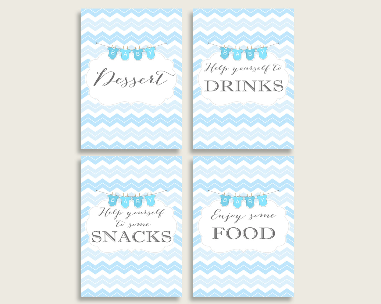 Chevron Baby Shower Boy Table Signs Printable, Blue White Party Table Decor, Favors, Food, Drink, Treat, Guest Book, Instant Download, cbl01