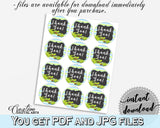Baby shower THANK YOU round tag or sticker printable with green alligator and blue color theme for boy, instant download - ap002