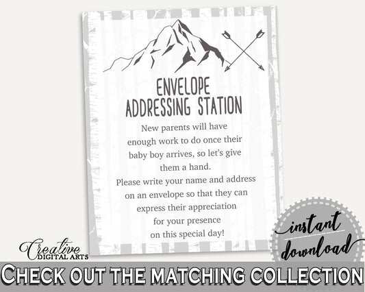 Envelope Addressing Baby Shower Envelope Addressing Adventure Mountain Baby Shower Envelope Addressing Gray White Baby Shower S67CJ - Digital Product